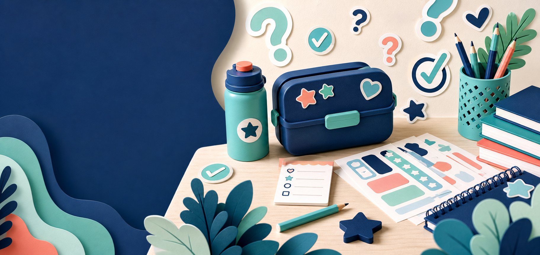 Sticker Sprout help desk with labelled school items and order notes